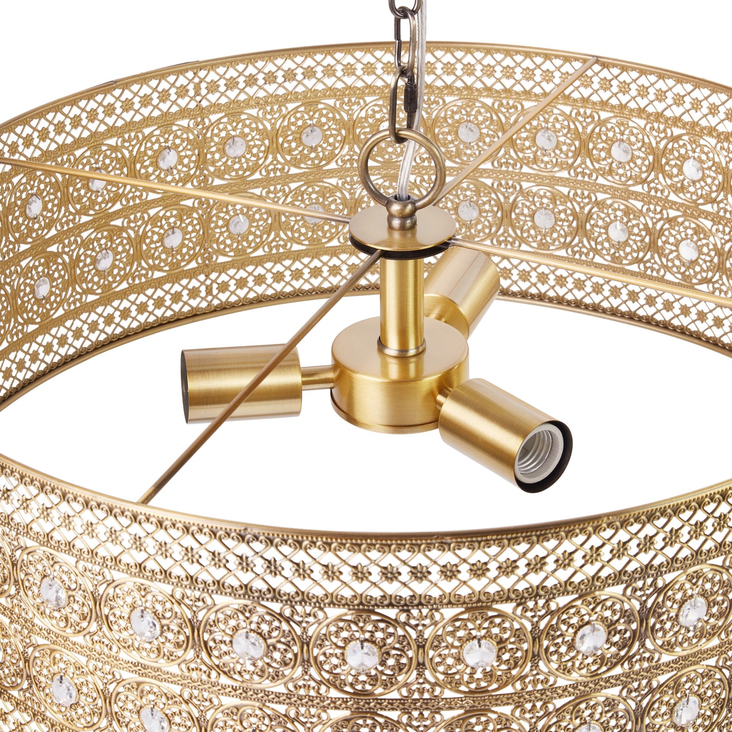 River of Goods Bryar Lustre en laiton et cristal à 3 lumières de 23,5 W - 23,5 x 23,5 x 61,5