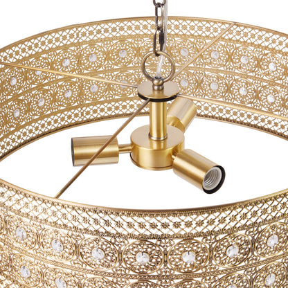 River of Goods Bryar Lustre en laiton et cristal à 3 lumières de 23,5 W - 23,5 x 23,5 x 61,5