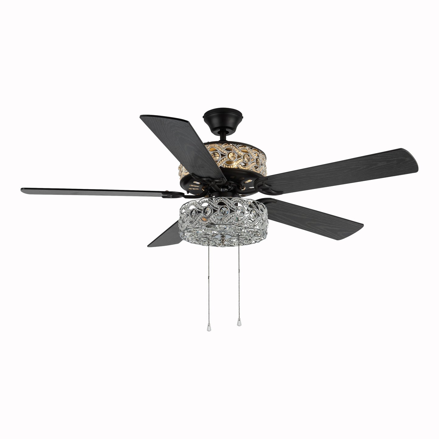 Ventilateur de plafond LED River of Goods Olivia, finition bronze huilé/cristal, 52 pouces - 52L x 52l x 18,25H - 52L x 52l x 18,25H