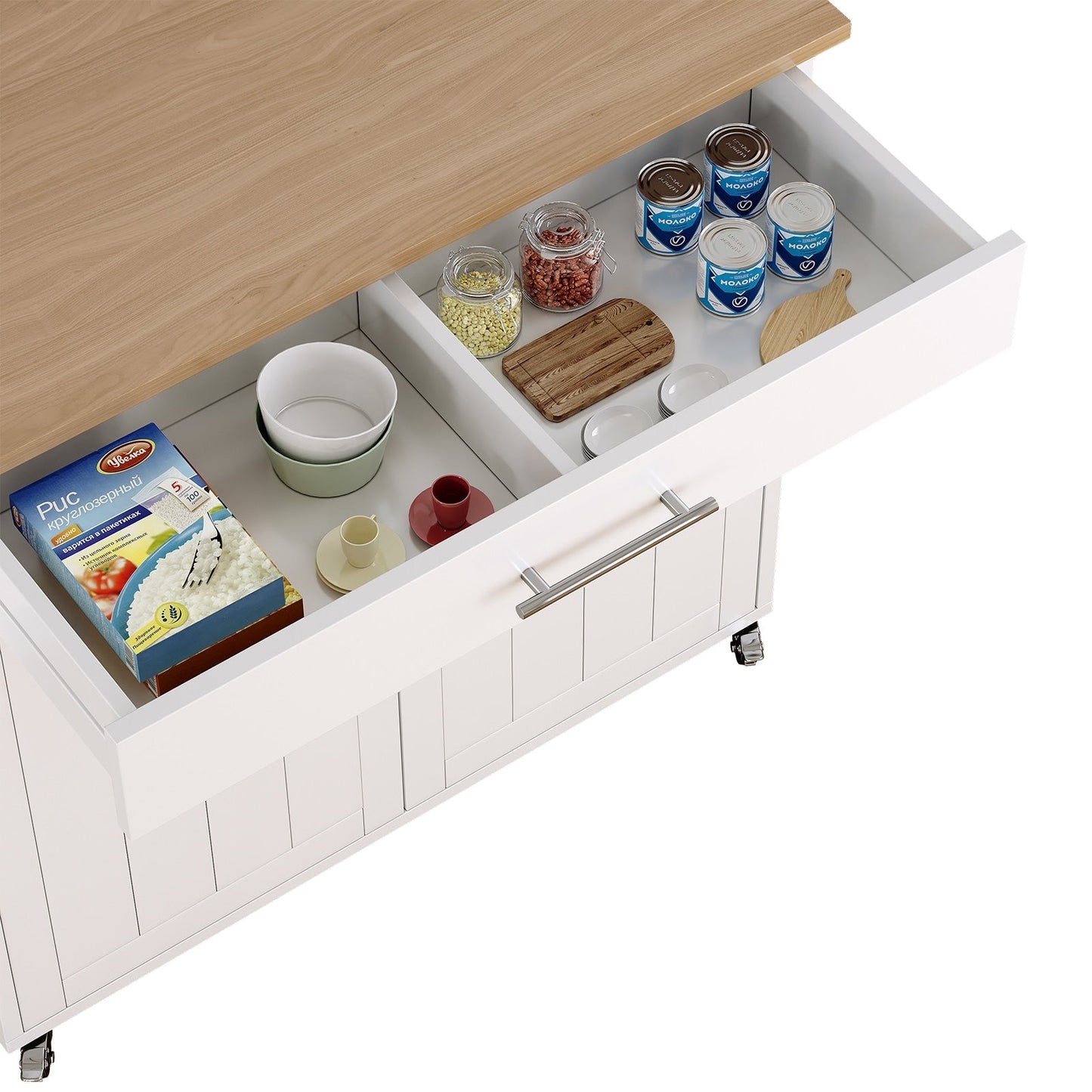 Îlot roulant de cuisine avec armoire de rangement