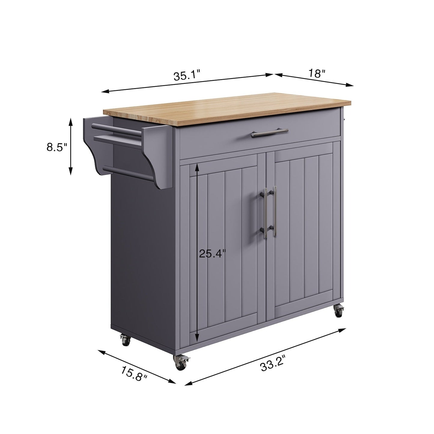 Îlot roulant de cuisine avec armoire de rangement