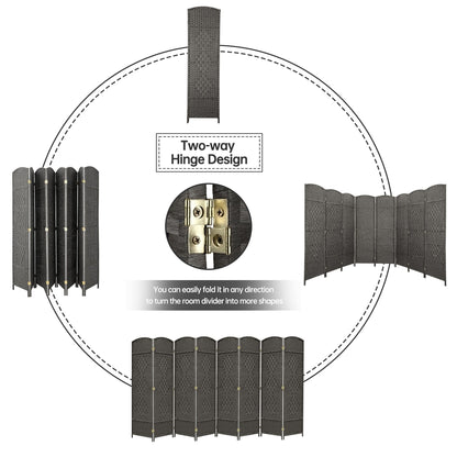 Paravent pliable, séparateur de pièce, hauteur 1,8 m, en fibre tressée, à poser au sol, pour plus d'intimité