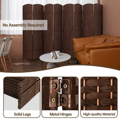 Paravent pliable, séparateur de pièce, hauteur 1,8 m, en fibre tressée, à poser au sol, pour plus d'intimité