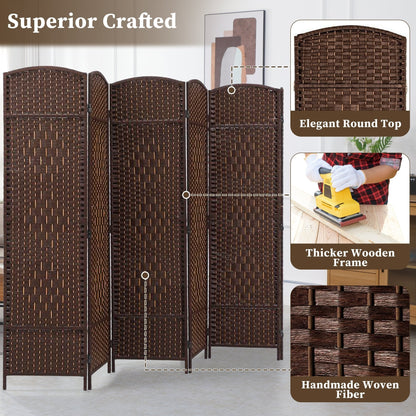 Paravent pliable, séparateur de pièce, hauteur 1,8 m, en fibre tressée, à poser au sol, pour plus d'intimité