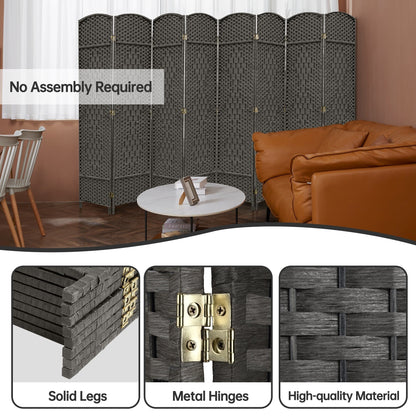 Paravent pliable, séparateur de pièce, hauteur 1,8 m, en fibre tressée, à poser au sol, pour plus d'intimité