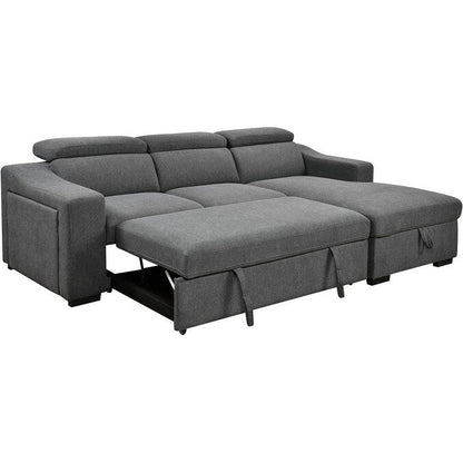 Roomfitters 103 Canapé Sectionnel Convertible avec Chaise Longue de Rangement, Appuie-Têtes Réglables, Canapé d'Angle Couchage en Forme de L, Gris Foncé