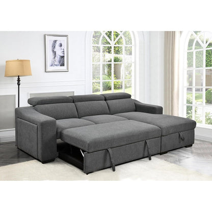 Roomfitters 103 Canapé Sectionnel Convertible avec Chaise Longue de Rangement, Appuie-Têtes Réglables, Canapé d'Angle Couchage en Forme de L, Gris Foncé