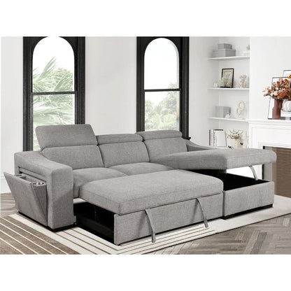 Roomfitters 103 Canapé Sectionnel Convertible avec Chaise Longue de Rangement, Appuie-Têtes Réglables, Canapé d'Angle Couchage en Forme de L