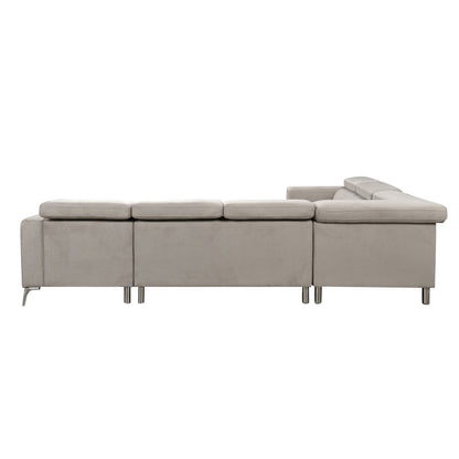 Roomfitters 122 Canapé Sectionnel Extra-Large avec Chaise Longue et Range-Ménage, Canapé Contemporain en Forme de U à 7 Places