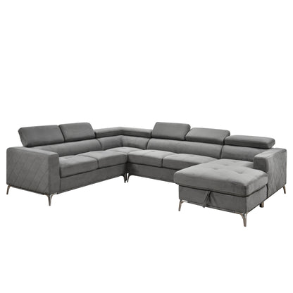 Roomfitters 122 Canapé Sectionnel Extra-Large avec Chaise Longue et Range-Ménage, Canapé Contemporain en Forme de U à 7 Places