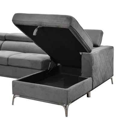 Roomfitters 122 Canapé Sectionnel Extra-Large avec Chaise Longue et Range-Ménage, Canapé Contemporain en Forme de U à 7 Places