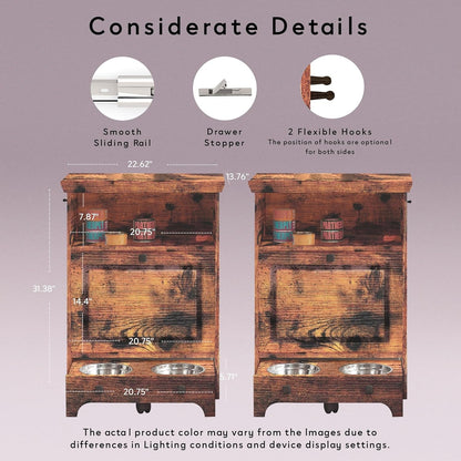 Station d'alimentation pour chien Roomfitters avec 2 gamelles surélevées, meuble de rangement basculant pour l'alimentation des animaux domestiques