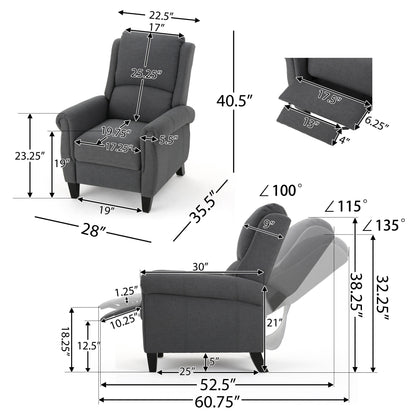 Fauteuil inclinable à dossier basculant en cuir PU Roomfitters Ultimate Comfort, fauteuil inclinable luxueux pour salon ou chambre à coucher