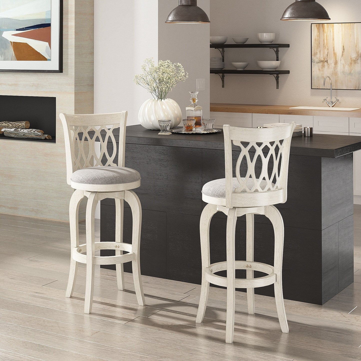 Tabouret de bar pivotant Rovinj avec dossier incurvé