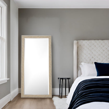 Grand miroir mural rustique - Miroir pleine longueur rectangulaire avec cadre en bois 66 x 32 pouces pour salon, chambre à coucher