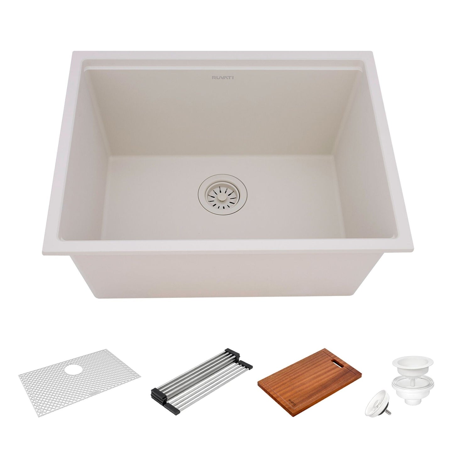 Ruvati Lavabo de buanderie à encastrer sous plan de travail Workstation Warm White en epiRock de 25 pouces - RVG2321WB