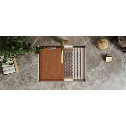 Ruvati Lavabo de buanderie à encastrer sous plan de travail Workstation Warm White en epiRock de 25 pouces - RVG2321WB