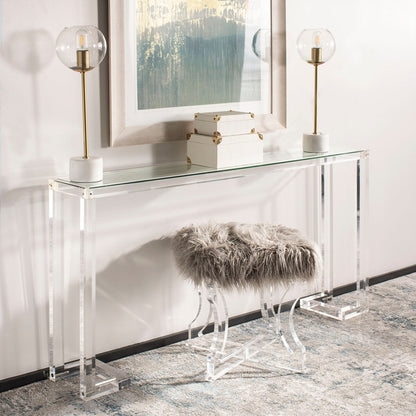 Table console en acrylique Couture Camryn de SAFAVIEH - Transparent - 60 L x 10 l x 30 h - 52Lx10Lx30H