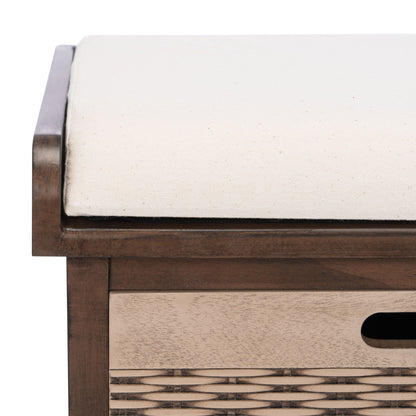 Banc de rangement avec 3 tiroirs et coussin SAFAVIEH Fiorello - 120 L x 38 l x 48 h - 120Lx38Lx48H