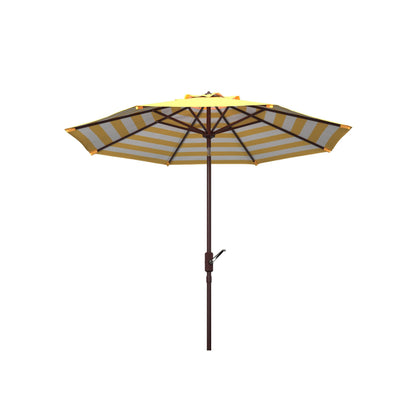 Parasol de jardin à manivelle SAFAVIEH Hadire Inside Out à rayures, 9 pieds
