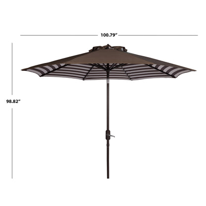 Parasol de jardin à manivelle SAFAVIEH Hadire Inside Out à rayures, 9 pieds