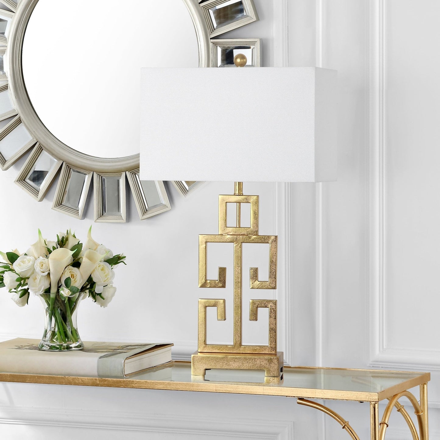 SAFAVIEH Lighting Chantelle, lampe de table antique dorée de 74 cm (lot de 2) - 16W x 9D x 74H