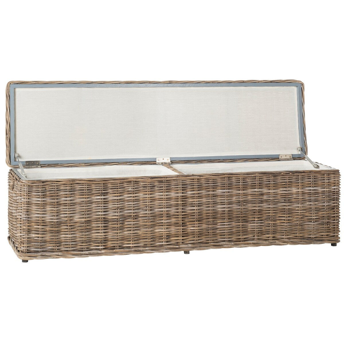 Coffre de rangement en rotin naturel gris SAFAVIEH Marcelien - 63 x 18,1 x 18,7 - 63Lx18Px19H