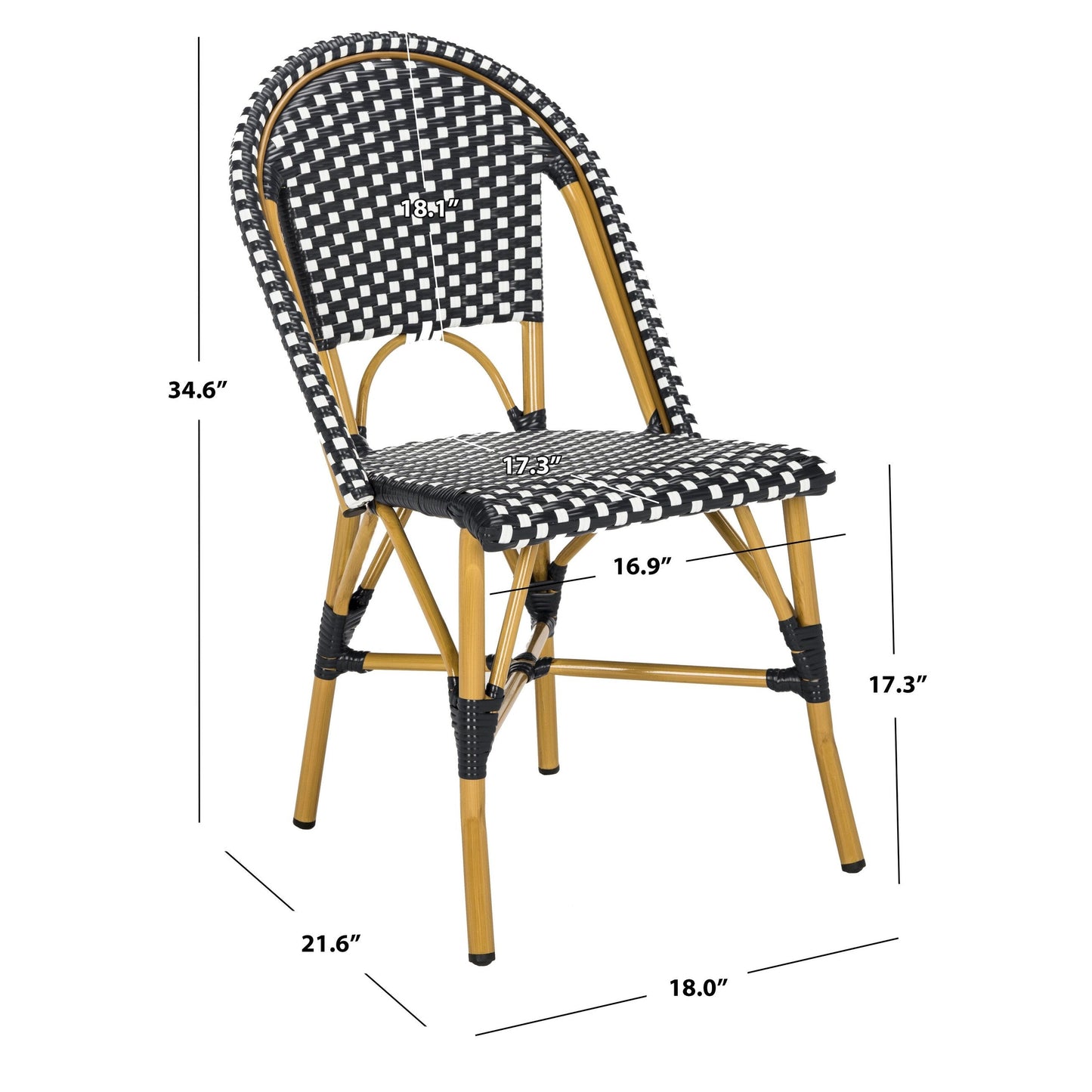 Chaise de salle à manger empilable Marolyn de SAFAVIEH (lot de 2) - 46L x 56P x 89H