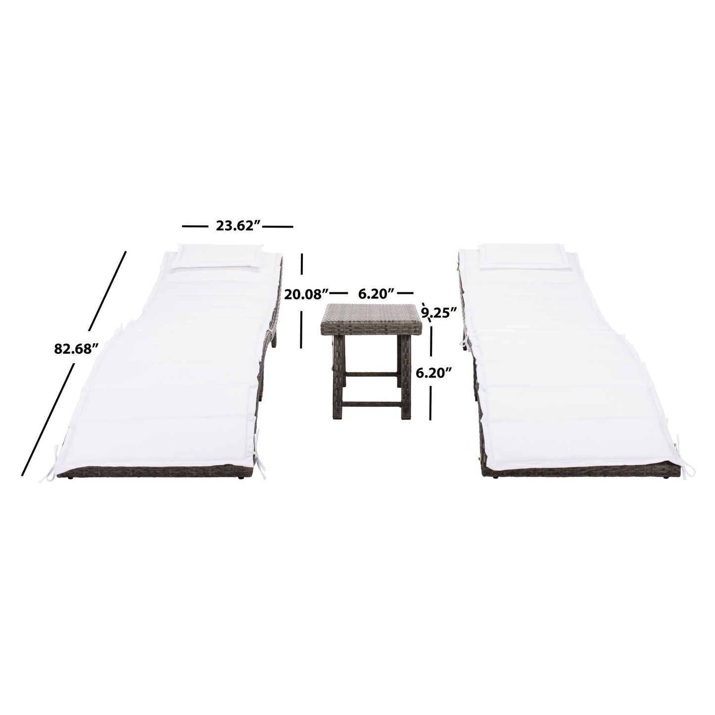 Ensemble de chaises longues de jardin Blaguna 3 pièces de SAFAVIEH - 83L x 20P x 24H (dimensions en pouces)