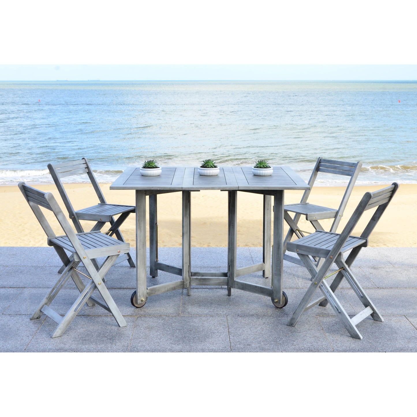Ensemble de table de jardin SAFAVIEH Brandy 5 pièces - 109L x 89P x 74H (cm)