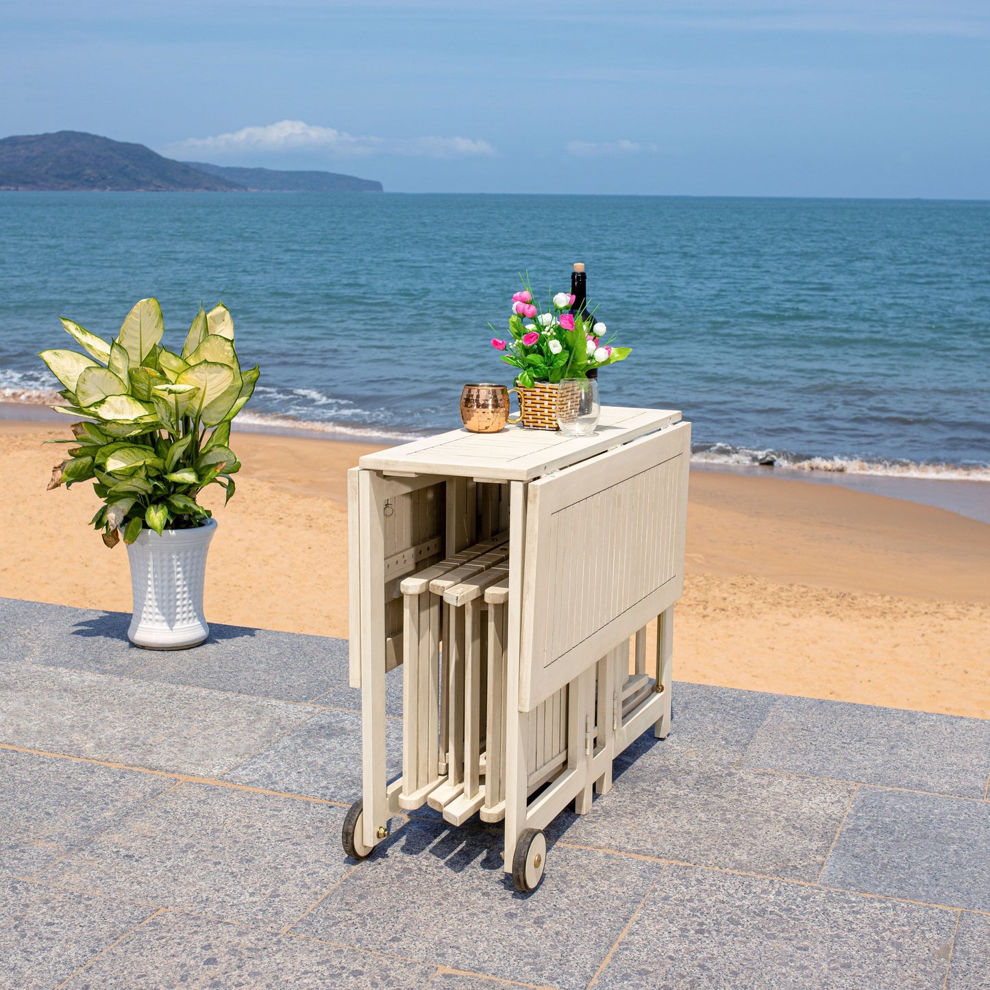 Ensemble de table de jardin SAFAVIEH Brandy 5 pièces - 109L x 89P x 74H (cm)