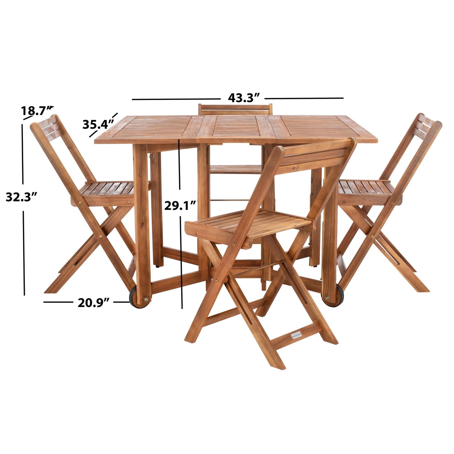Ensemble de table de jardin SAFAVIEH Brandy 5 pièces - 109L x 89P x 74H (cm)