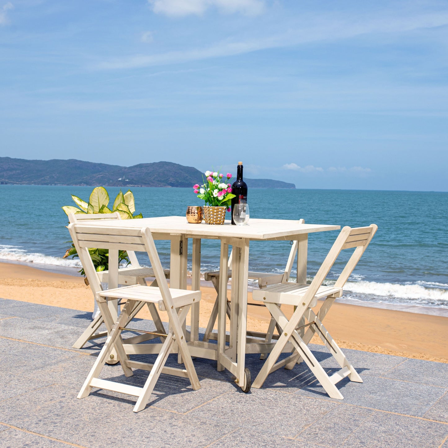 Ensemble de table de jardin SAFAVIEH Brandy 5 pièces - 109L x 89P x 74H (cm)