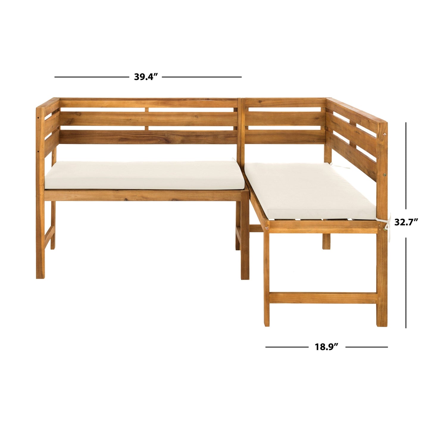 Ensemble de salon d'extérieur d'angle pour balcon Kenna 3 pièces de SAFAVIEH - 39L x 19P x 33H (mesures en pouces)