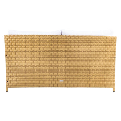 SAFAVIEH Taniyah, méridienne en osier d'extérieur avec coussins et oreillers - 135L x 71P x 157H (cm)