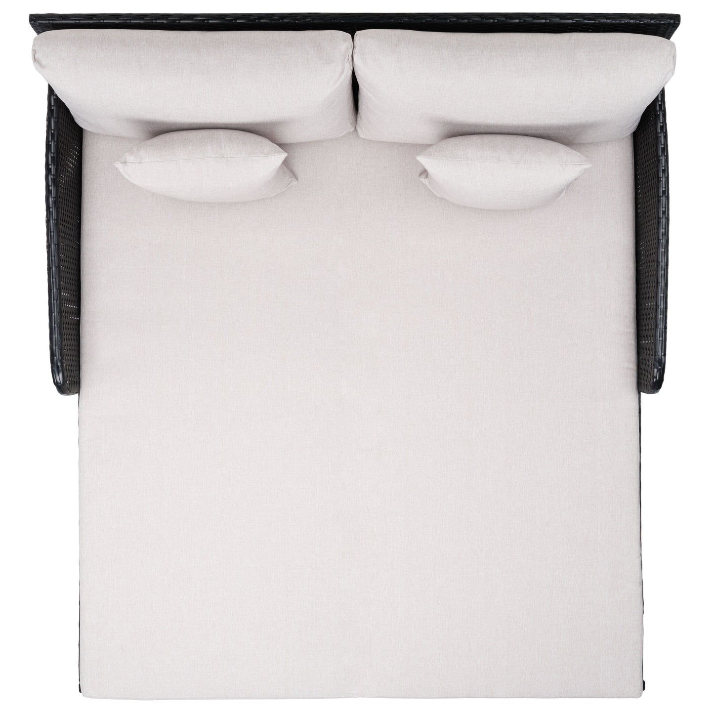 SAFAVIEH Taniyah, méridienne en osier d'extérieur avec coussins et oreillers - 135L x 71P x 157H (cm)