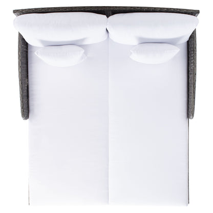 SAFAVIEH Taniyah, méridienne en osier d'extérieur avec coussins et oreillers - 135L x 71P x 157H (cm)