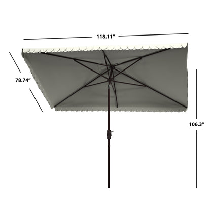 Parasol rectangulaire d'extérieur Zariah de SAFAVIEH, 6'x10', avec liseré