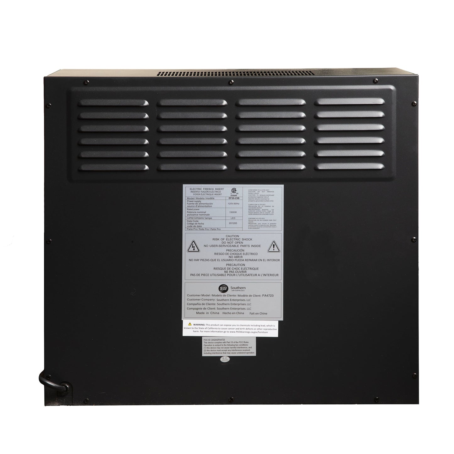 Insert de foyer électrique SEI Furniture 23 Base avec télécommande