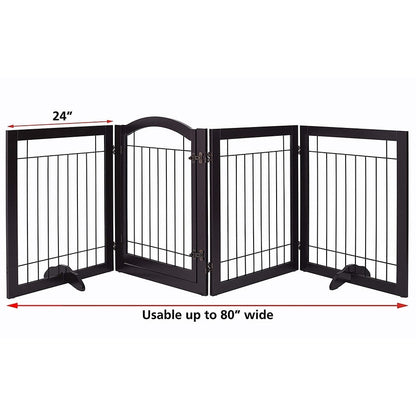 SPIRICH 96 inch Extra Wide 30 inches Tall Dog gate with Door Walk Through, Freestanding Wire Pet Gate,Pet Puppy Safety Fence