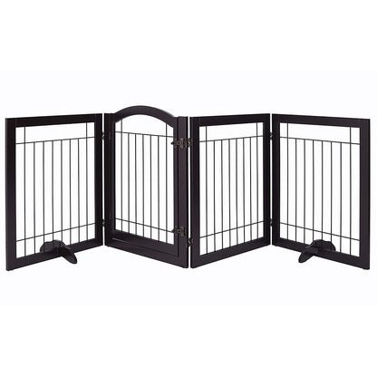 SPIRICH 96 inch Extra Wide 30 inches Tall Dog gate with Door Walk Through, Freestanding Wire Pet Gate,Pet Puppy Safety Fence