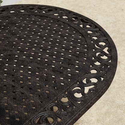 Ensemble de repas d'extérieur Sanibel en aluminium bronze, 7 pièces, comprenant une table ovale de 72 pouces et six chaises à accoudoirs de Homestyles.