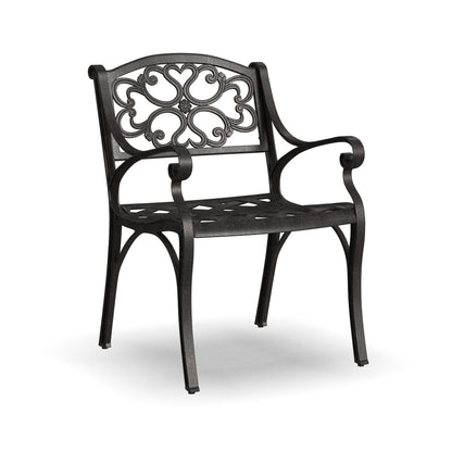 Ensemble de repas d'extérieur Sanibel en aluminium bronze, 7 pièces, comprenant une table ovale de 72 pouces et six chaises à accoudoirs de Homestyles.