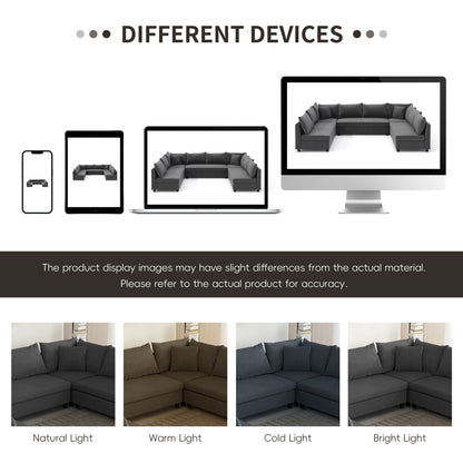 Canapé d'angle, ensemble de canapés en chenille en forme de U réversible, combinaison libre, canapé convertible 8 places surdimensionné