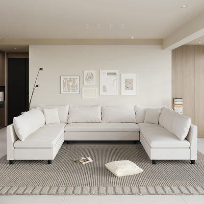 Canapé d'angle, ensemble de canapés en chenille en forme de U réversible, combinaison libre, canapé convertible 8 places surdimensionné