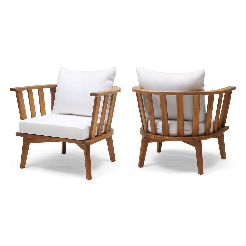 Fauteuils de jardin en bois d'acacia Sedona avec coussins (lot de 2) par Christopher Knight Home