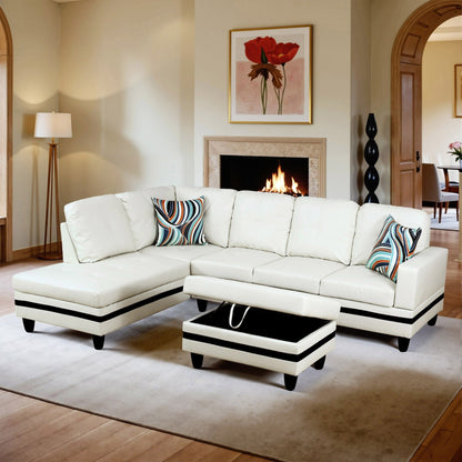 Ensemble de canapé semi-cuir synthétique PU 3 pièces pour salon