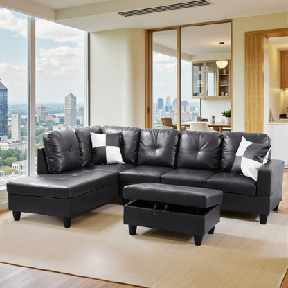 Ensemble de canapé semi-cuir synthétique PU 3 pièces pour salon