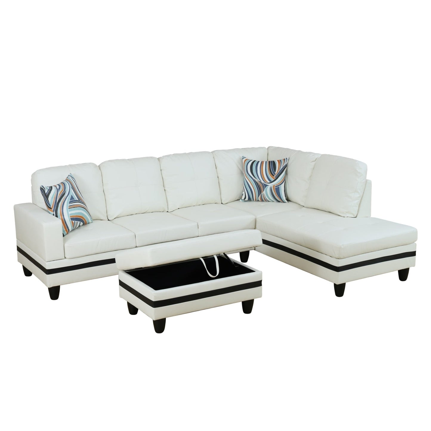 Ensemble de canapé semi-cuir synthétique PU 3 pièces pour salon