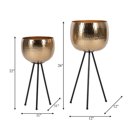 Sagebrook Home Lot de 2 jardinières robustes en fer sur pieds modernes - Transformez votre espace de vie en un oasis